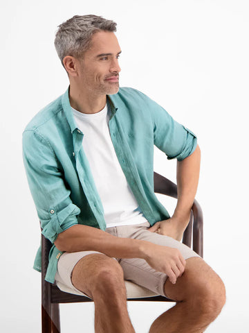 Lerros, Coastal Blue Shirt In Linen-Cotton Blend