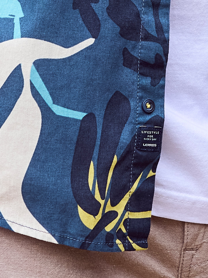Lerros,Navy Hawaiian-Style Summer Shirt