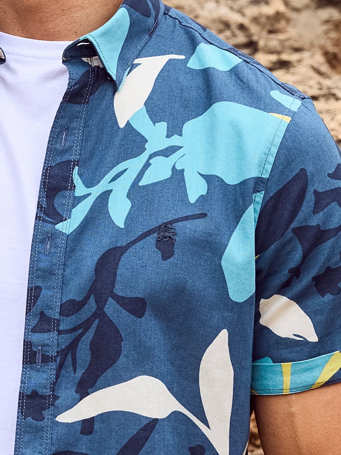 Lerros,Navy Hawaiian-Style Summer Shirt