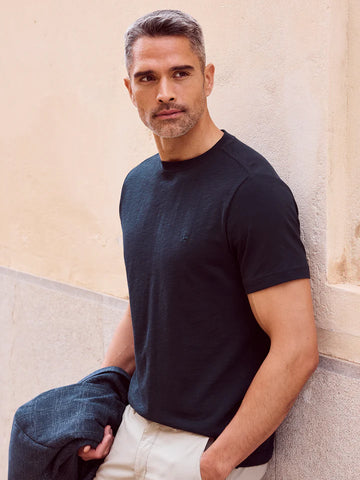 Lerros, Navy Jersey T-shirt, Loosely Woven