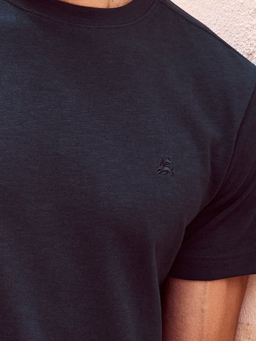 Lerros, Navy Jersey T-shirt, Loosely Woven