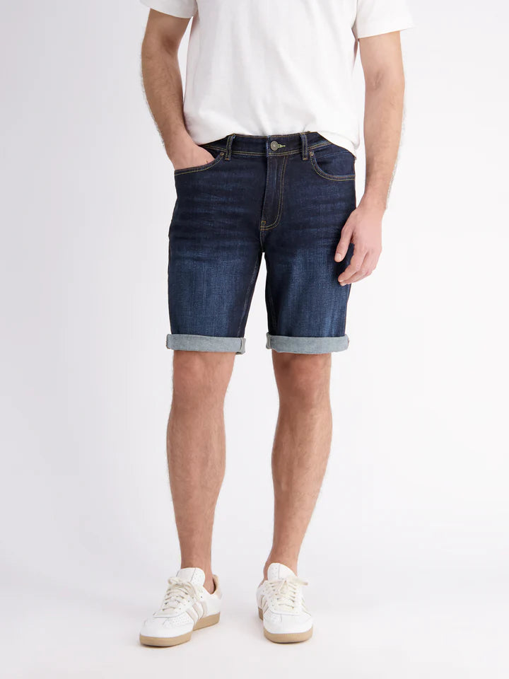 Lerros, Dark Navy Denim Bermuda Shorts In Comfort Stretch