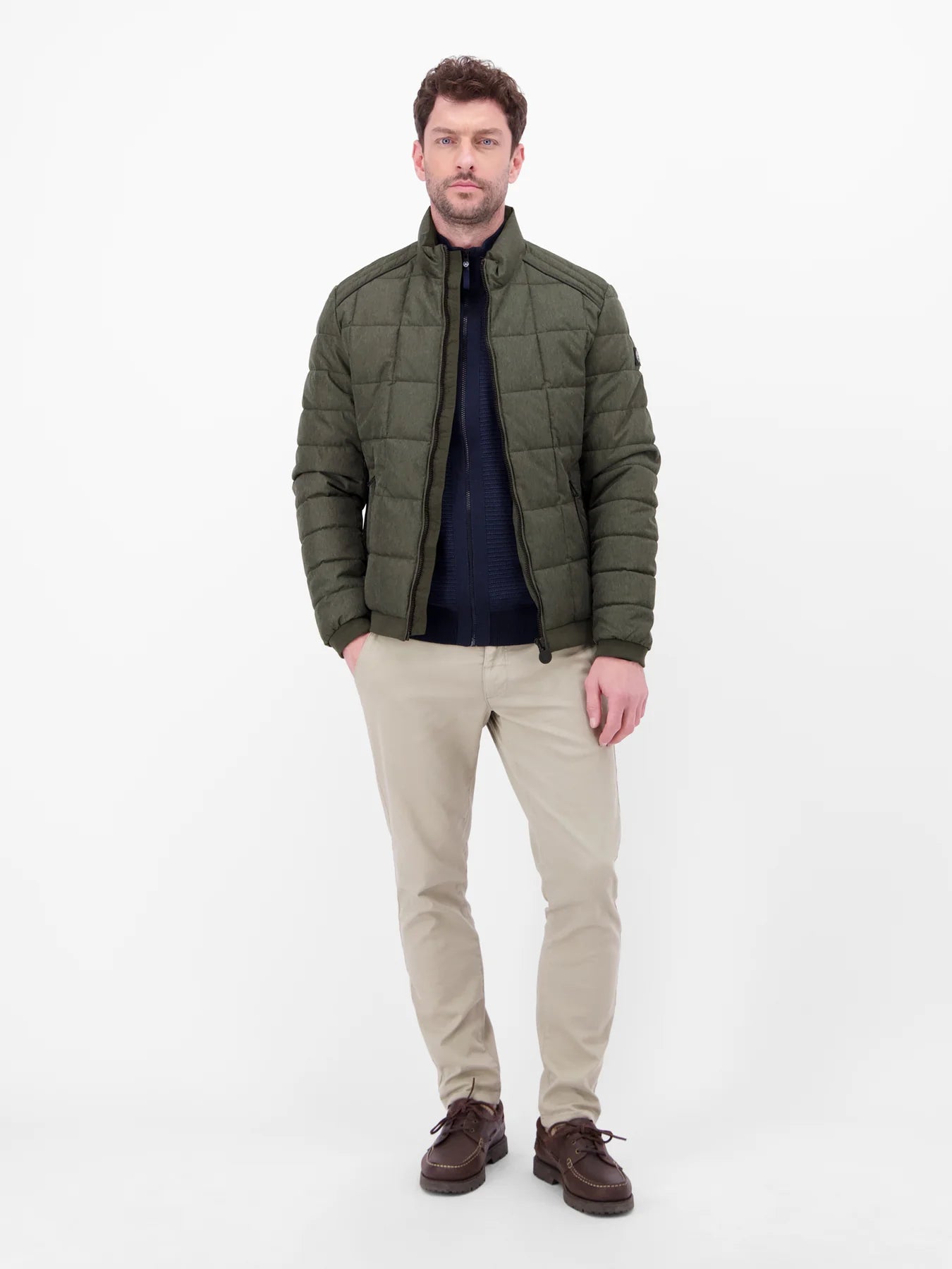 Lerros, Middle Brown Quilted jacket in wool look