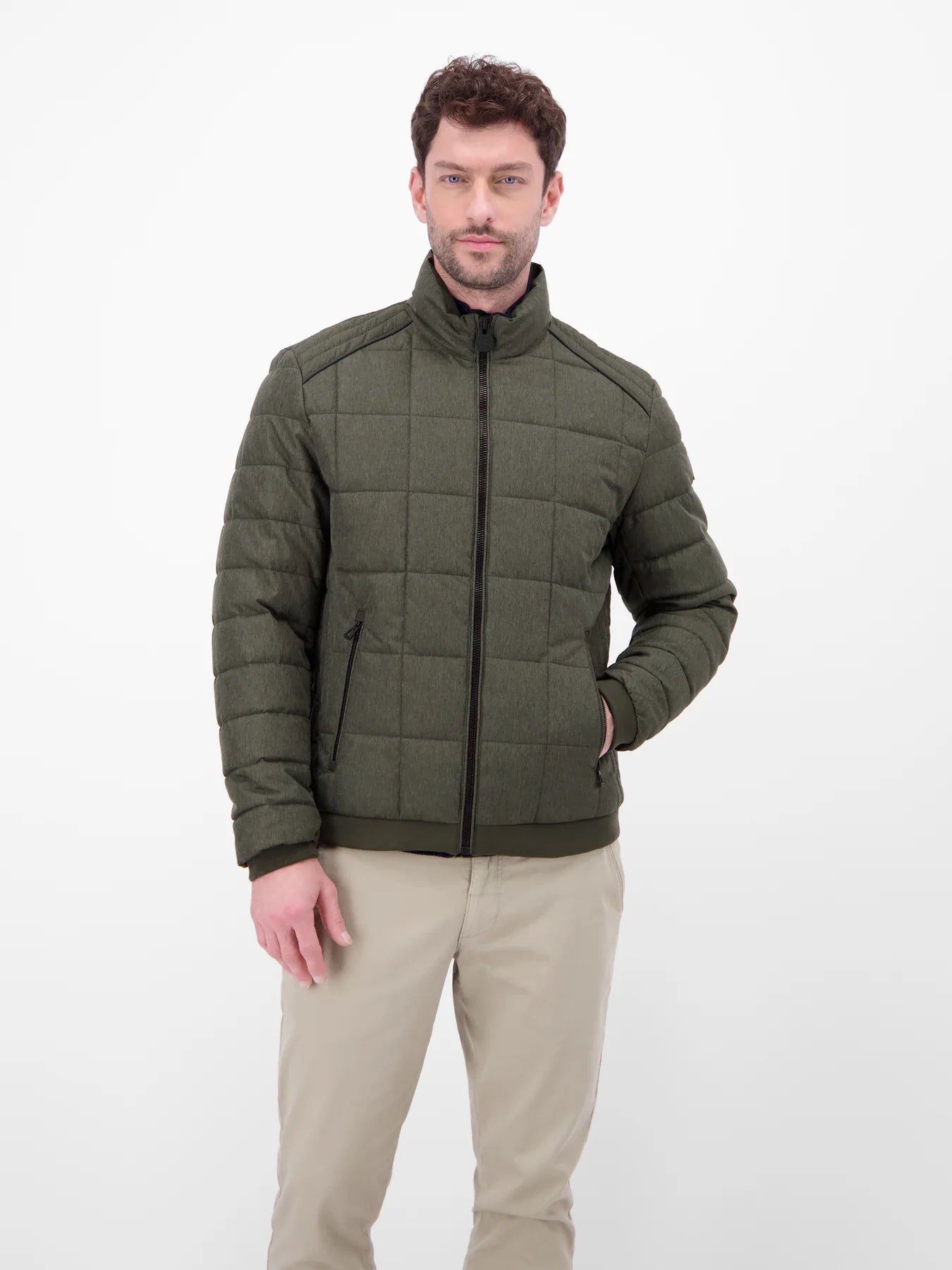 Lerros, Middle Brown Quilted jacket in wool look