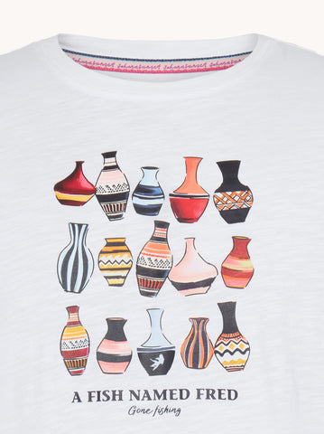 A Fish Named Fred, White T-Shirt vase