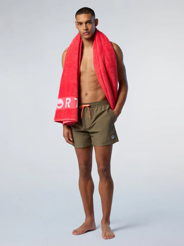 North Sails, Olive Swim Shorts With Logo Patch