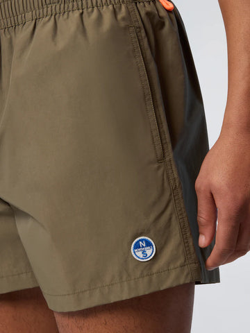 North Sails, Olive Swim Shorts With Logo Patch