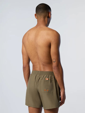 North Sails, Olive Swim Shorts With Logo Patch