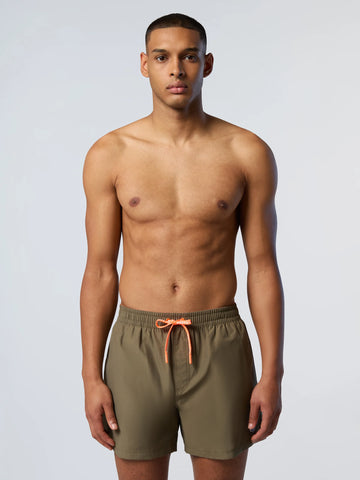North Sails, Olive Swim Shorts With Logo Patch