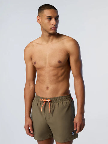North Sails, Olive Swim Shorts With Logo Patch