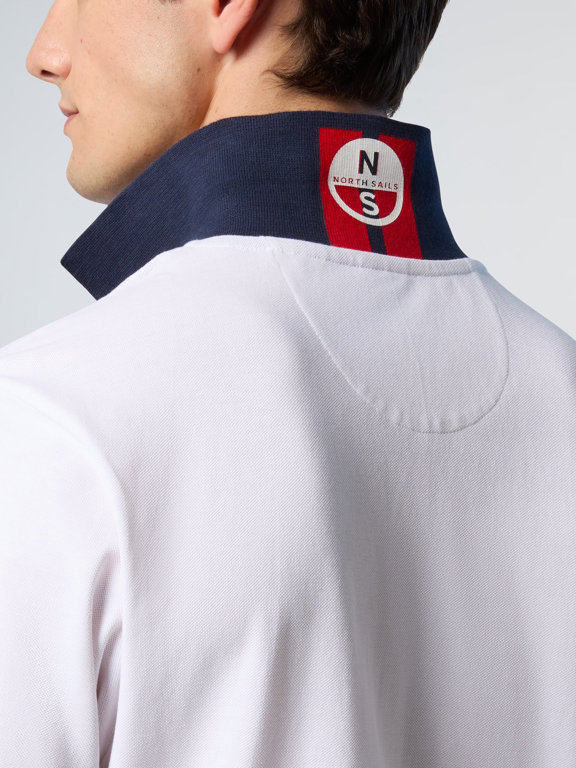 North Sails, White Polo Shirt With Striped Placket