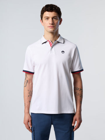 North Sails, White Polo Shirt With Striped Placket