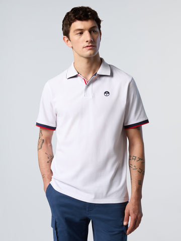 North Sails, White Polo Shirt With Striped Placket