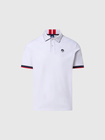 North Sails, White Polo Shirt With Striped Placket