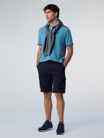 North Sails, White Polo Shirt With Striped Placket