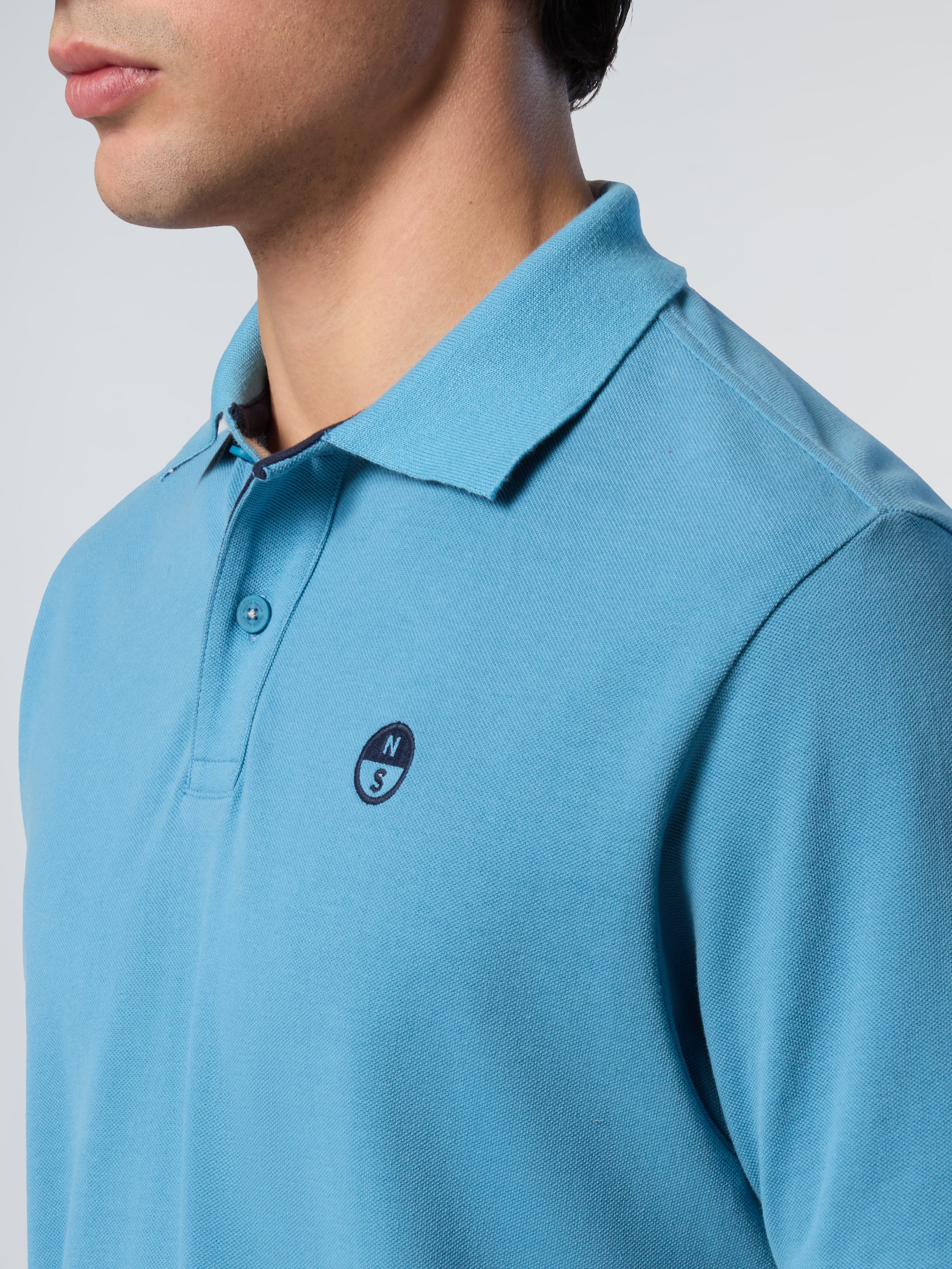 North Sails, White Polo Shirt With Striped Placket