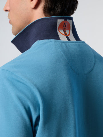 North Sails, White Polo Shirt With Striped Placket