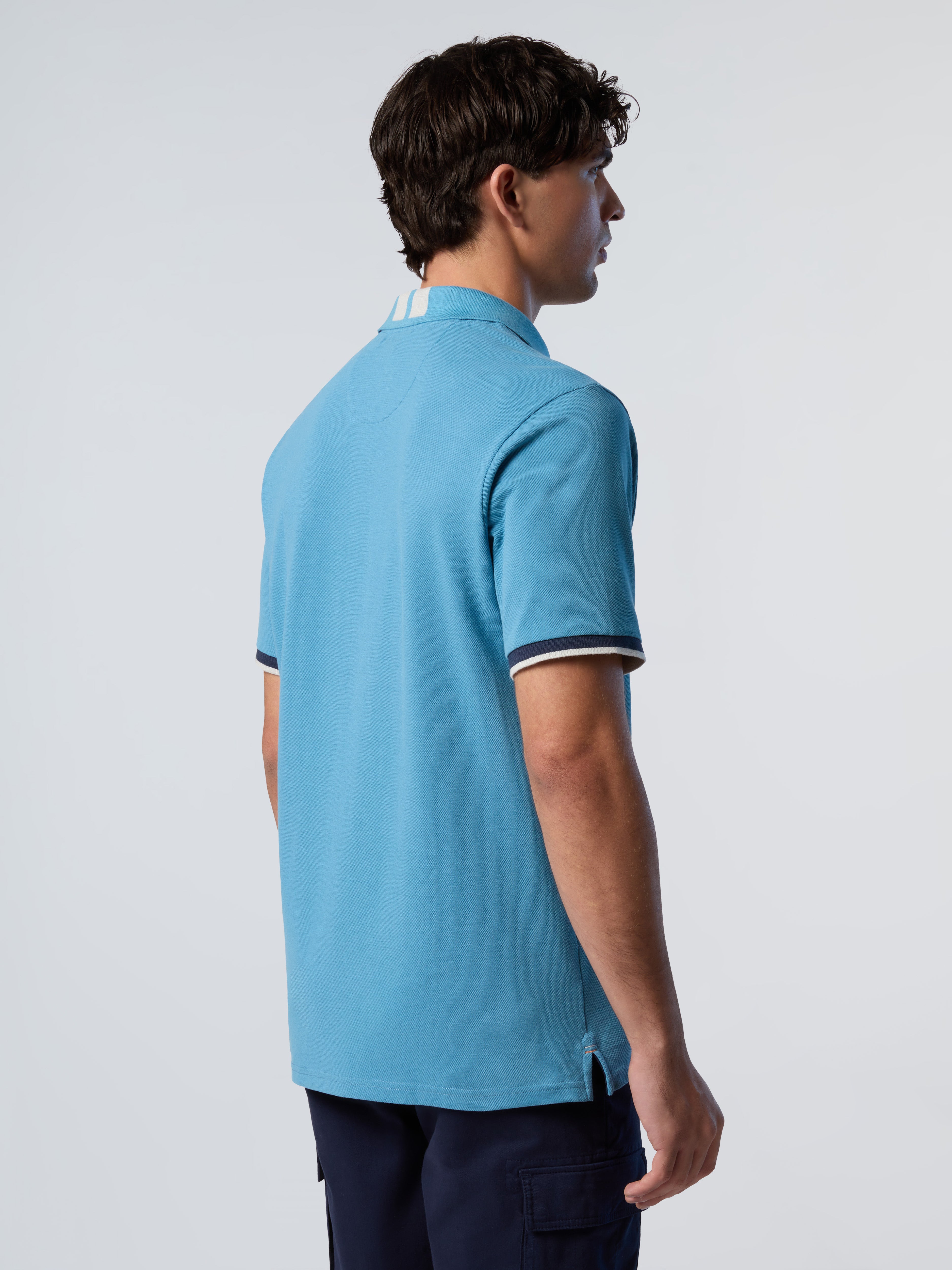 North Sails, White Polo Shirt With Striped Placket