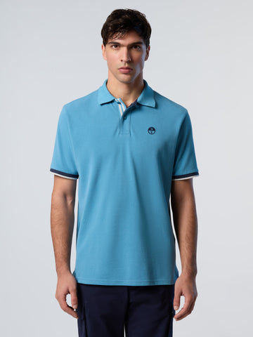 North Sails, White Polo Shirt With Striped Placket