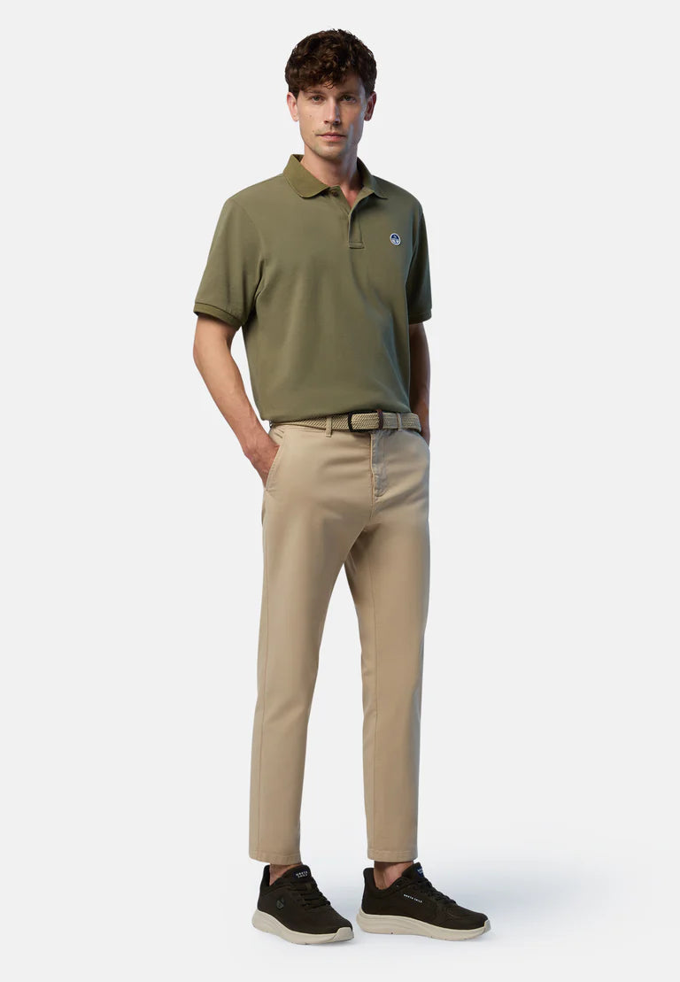 North Sails, Olive Polo Shirt With Logo Patch
