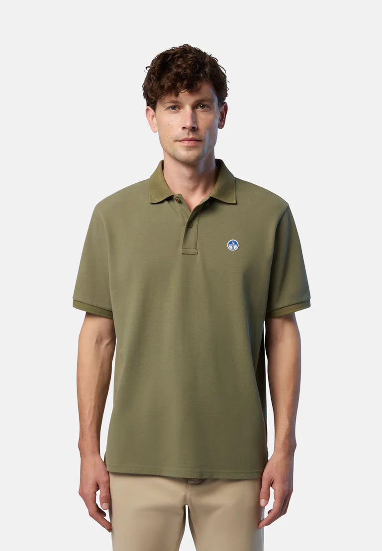 North Sails, Olive Polo Shirt With Logo Patch