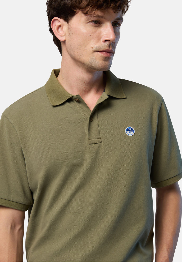 North Sails, Olive Polo Shirt With Logo Patch
