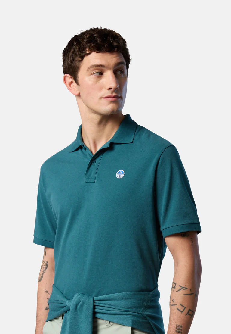 North Sails, Green Mediterranean Polo Shirt With Logo Patch