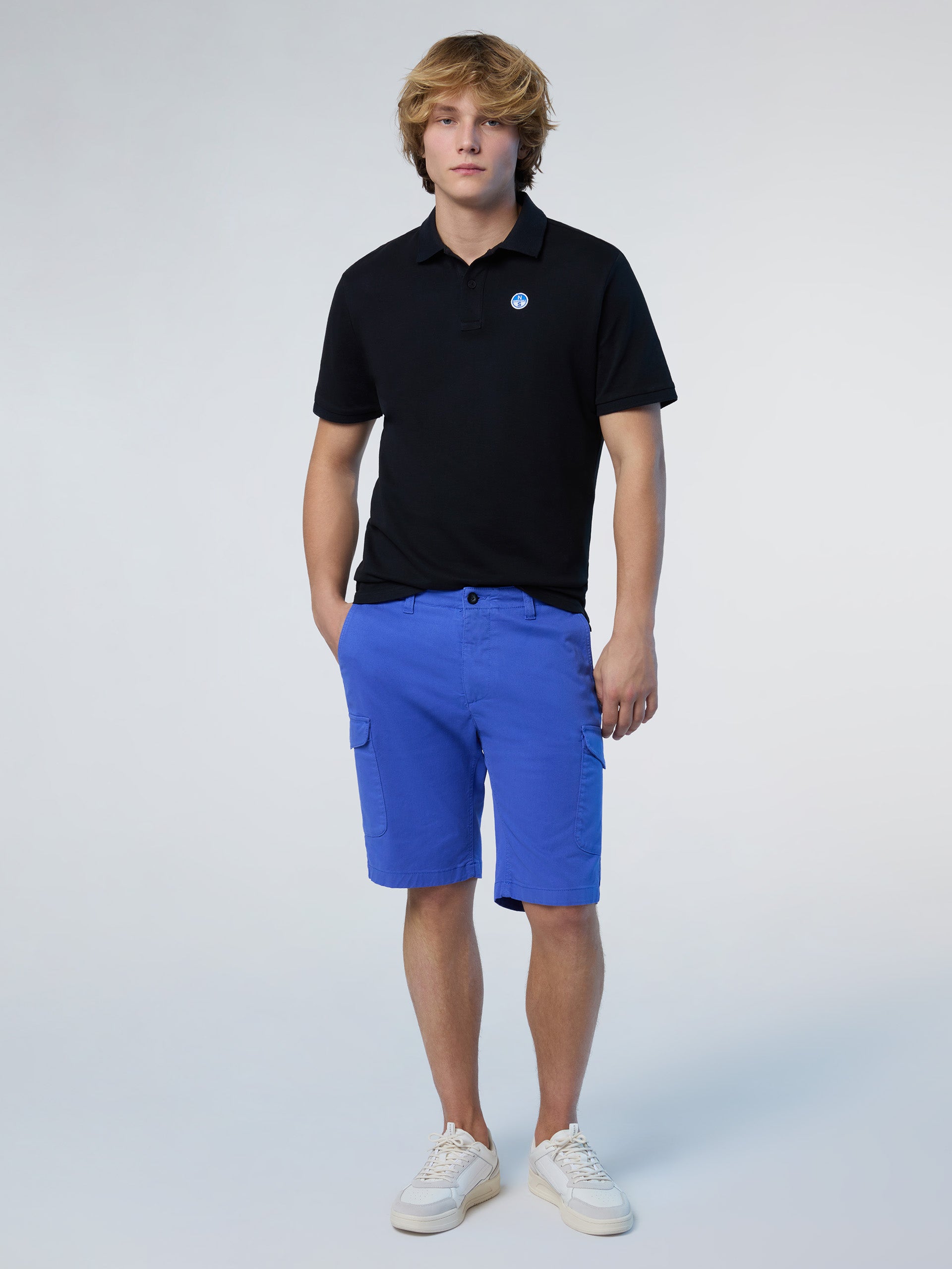 North Sails,Black Polo Shirt With Logo Patch