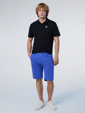 North Sails,Black Polo Shirt With Logo Patch