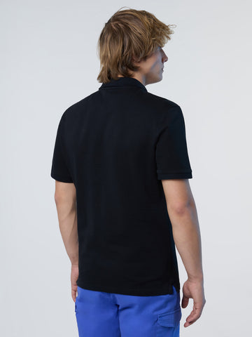 North Sails,Black Polo Shirt With Logo Patch
