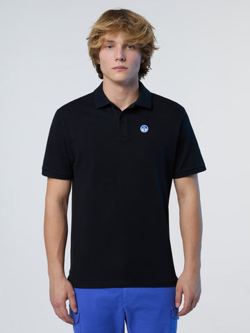 North Sails,Black Polo Shirt With Logo Patch