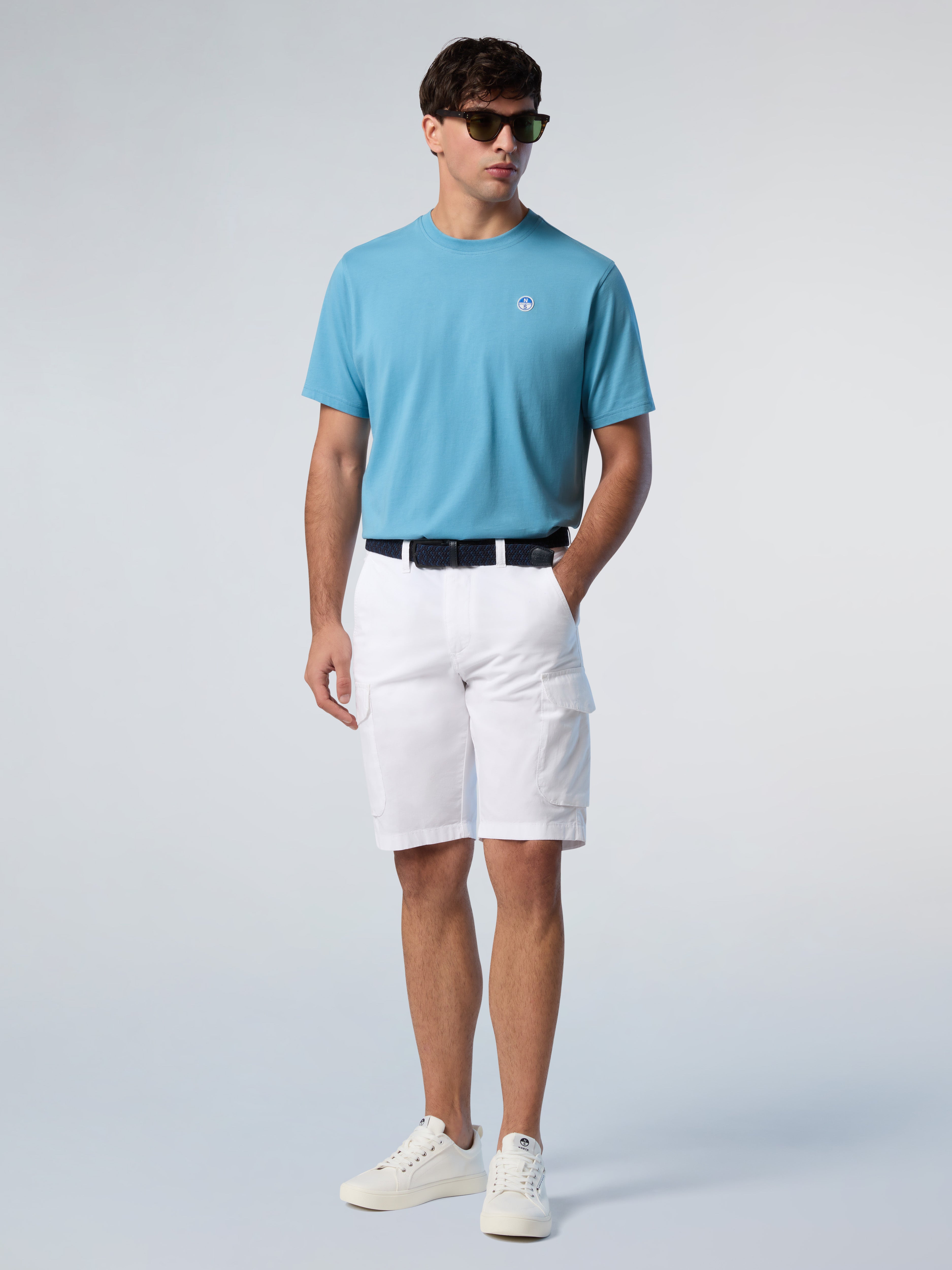 North Sails, Blue T-shirt With Logo Patch