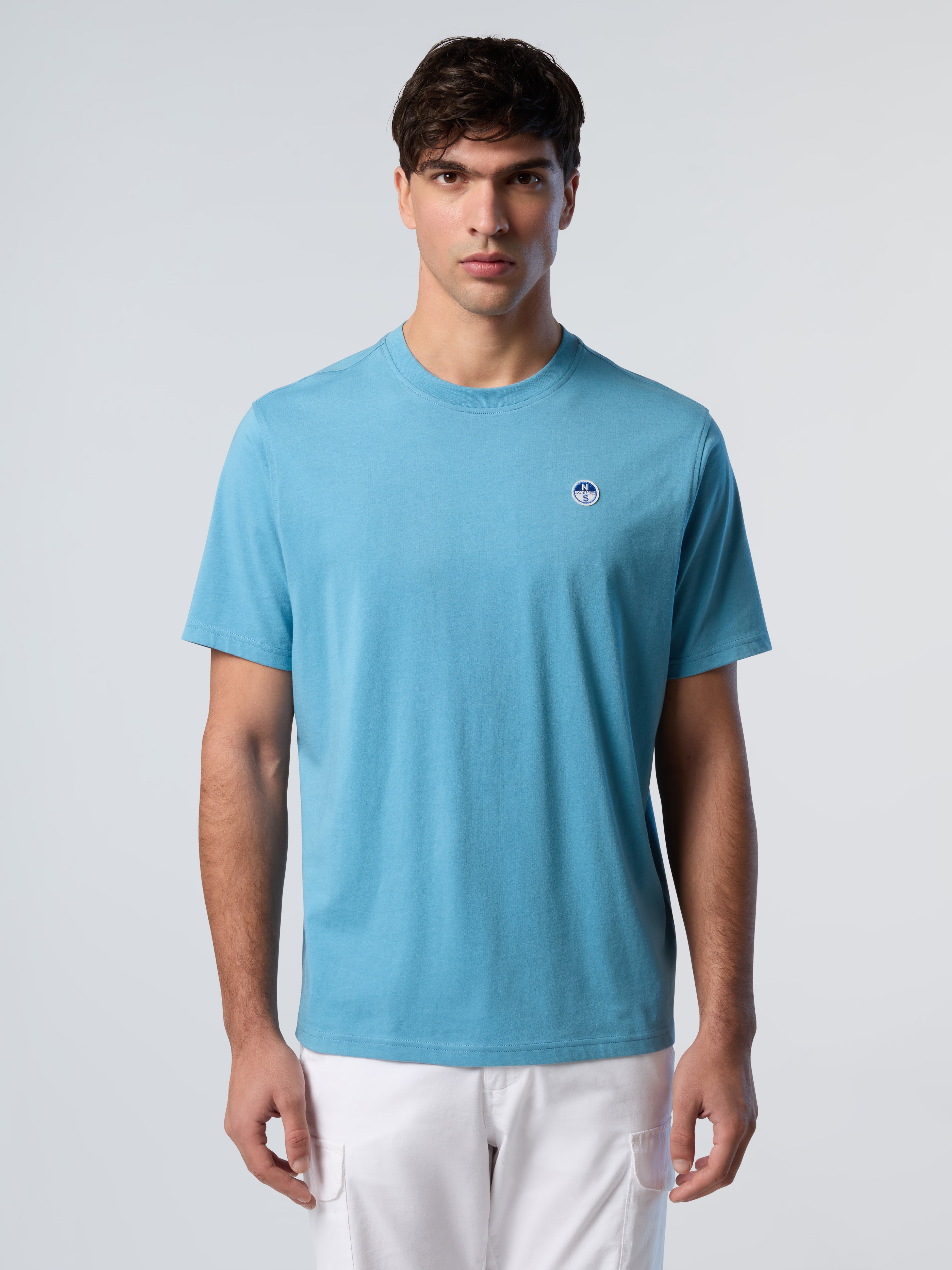 North Sails, Blue T-shirt With Logo Patch