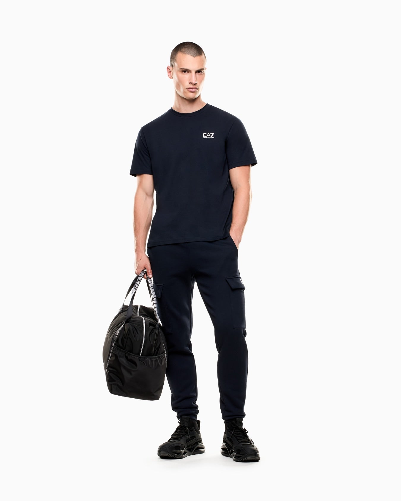 Emporio Armani, Logo Series Cotton-Jersey Black T-shirt