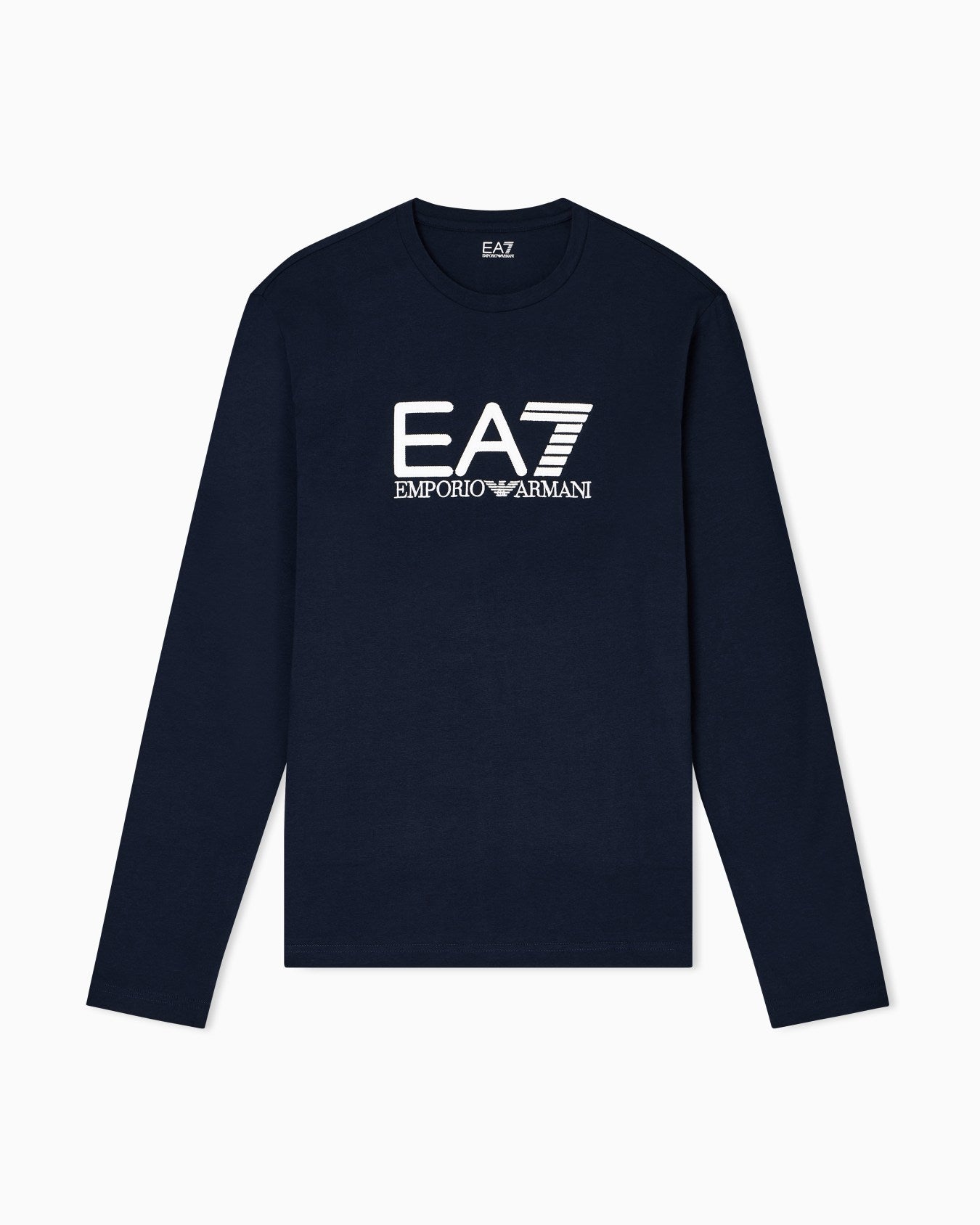 Emporio Armani, Visibility Long-Sleeved Navy T-shirt in Cotton Stretch Jersey