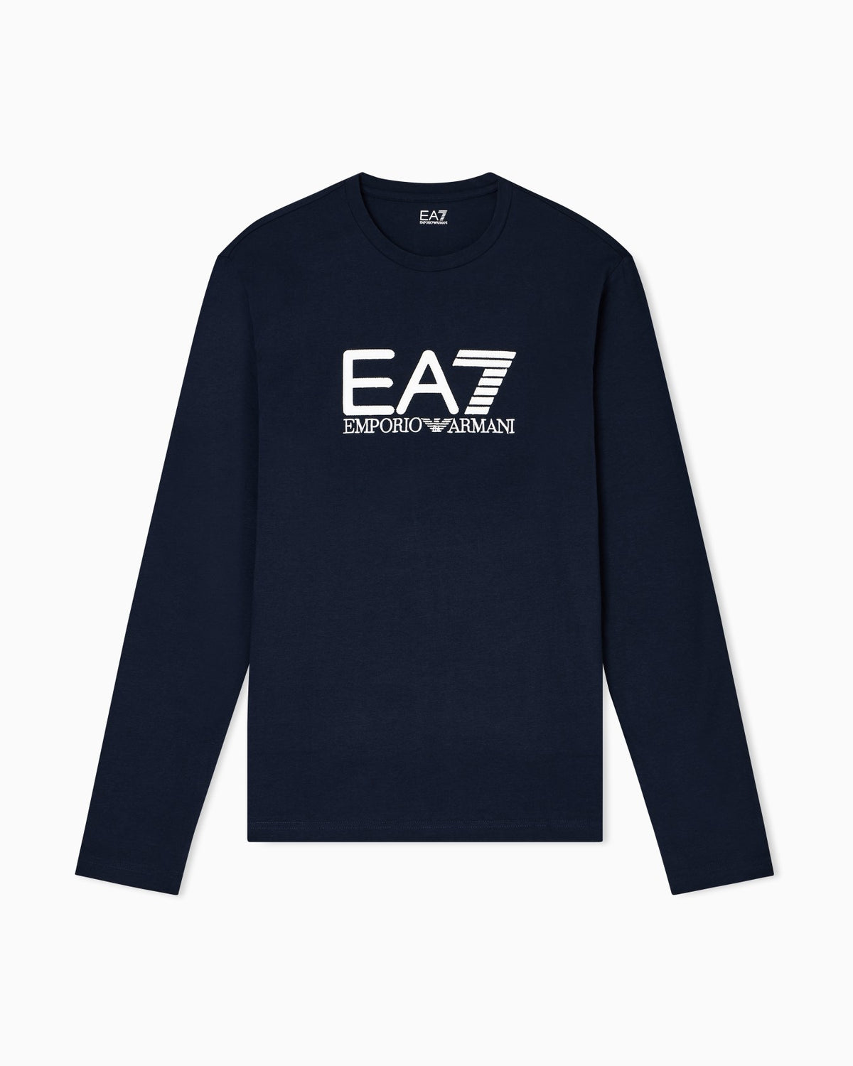 Emporio Armani, Visibility Long-Sleeved Navy T-shirt in Cotton Stretch Jersey