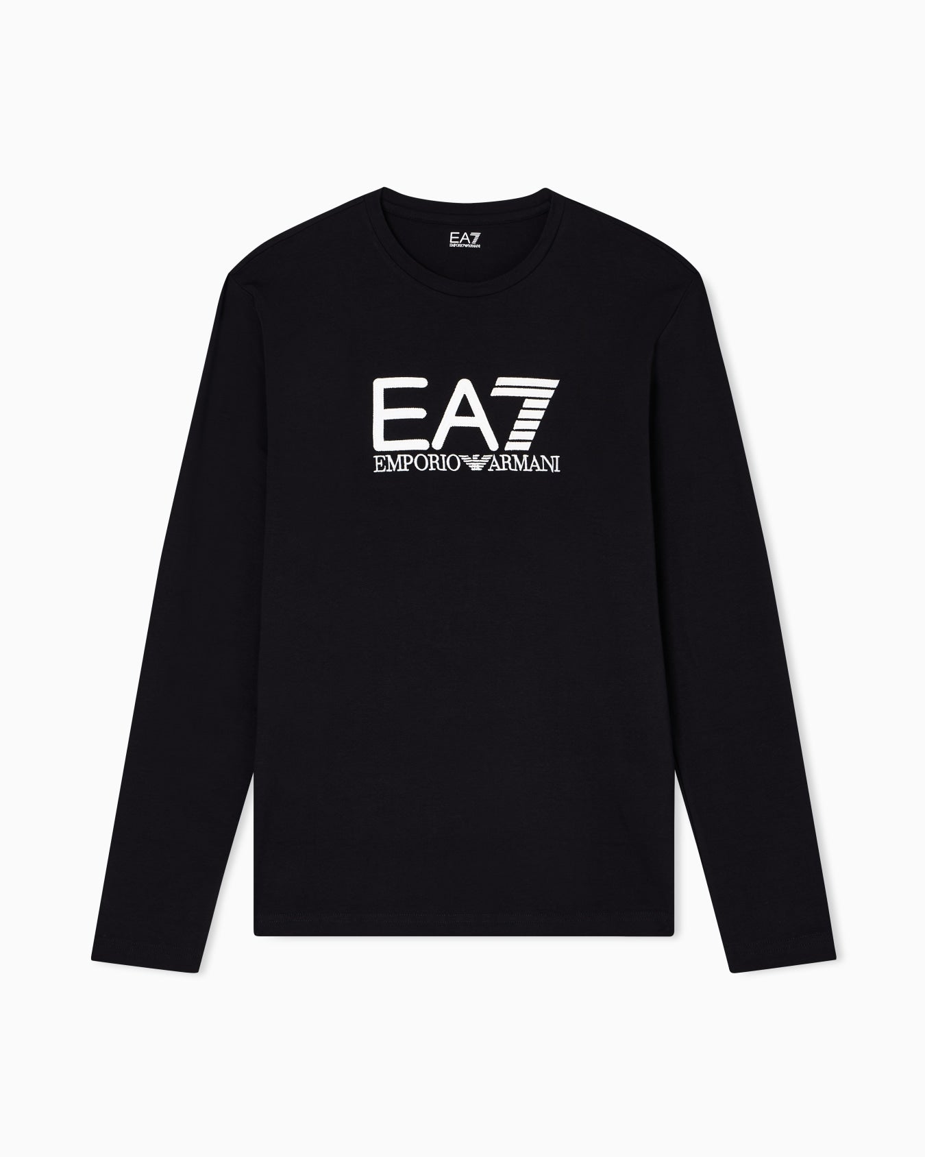 Emporio Armani, Visibility Long-Sleeved Black T-shirt in Cotton Stretch Jersey