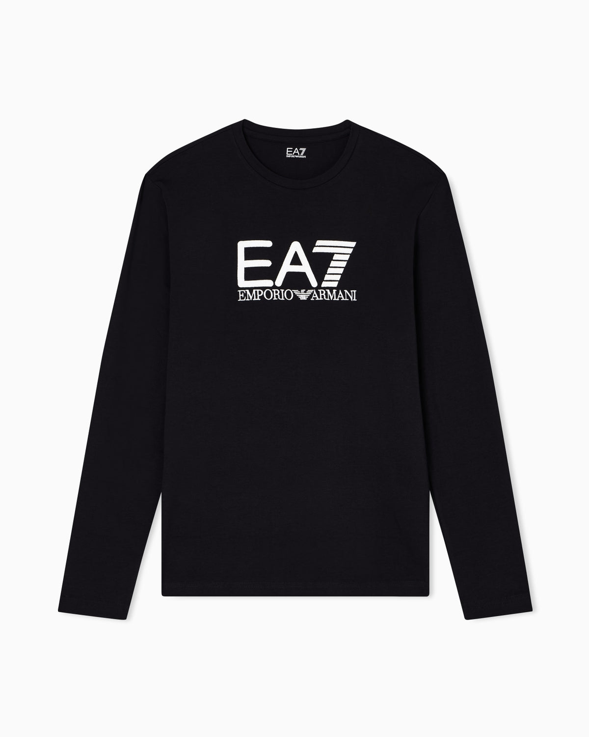 Emporio Armani, Visibility Long-Sleeved Black T-shirt in Cotton Stretch Jersey