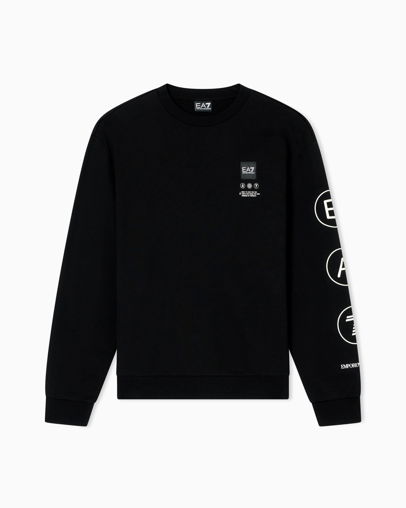 Emporio Armani, Logo Series Crew-Neck Black Sweatshirt In French Terry Cotton