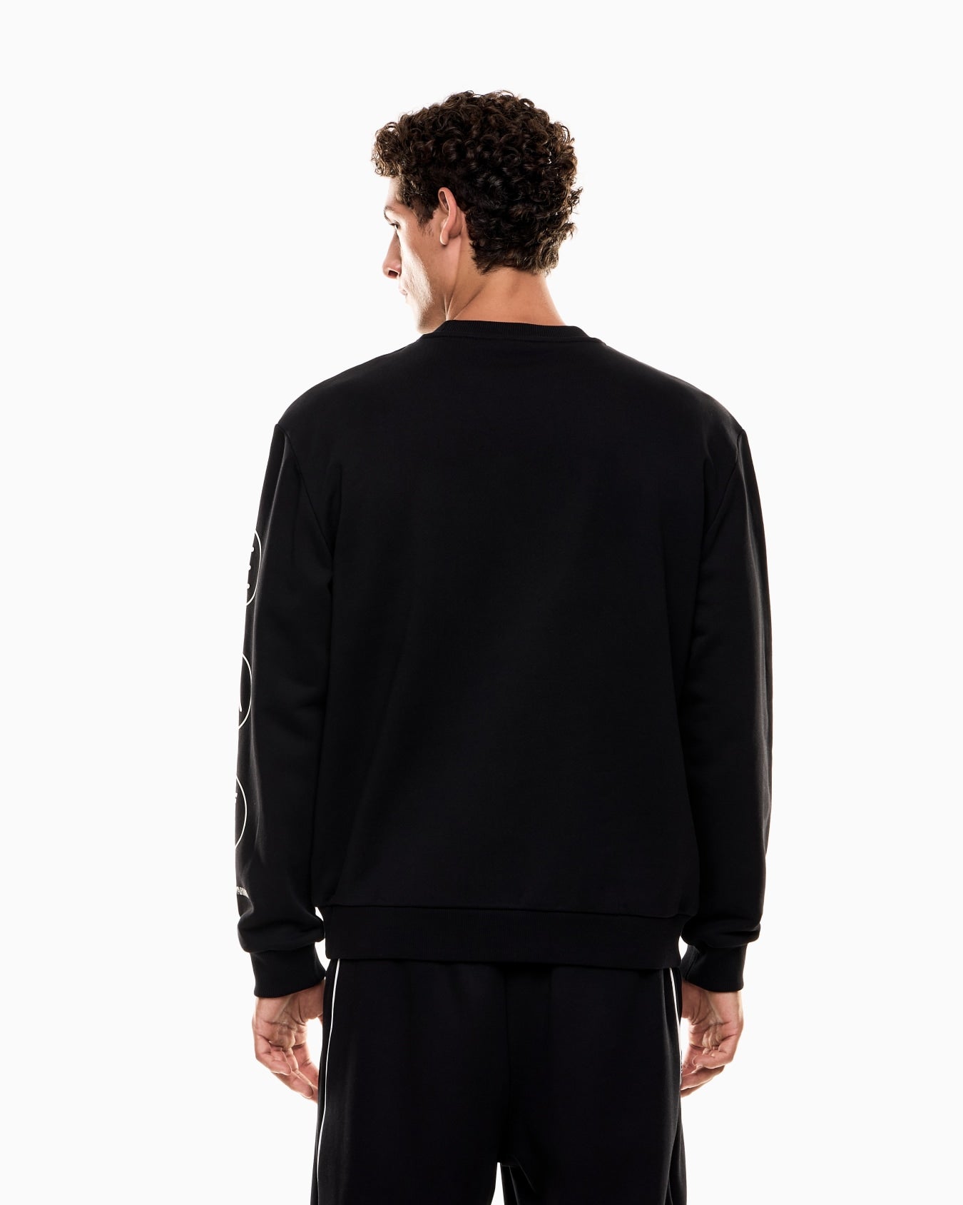 Emporio Armani, Logo Series Crew-Neck Black Sweatshirt In French Terry Cotton