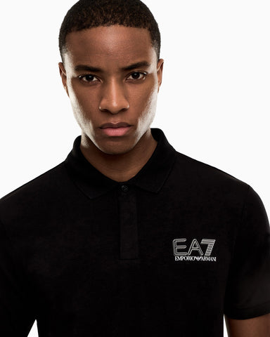 Emporio Armani, Visibility Cotton Jersey Black Polo