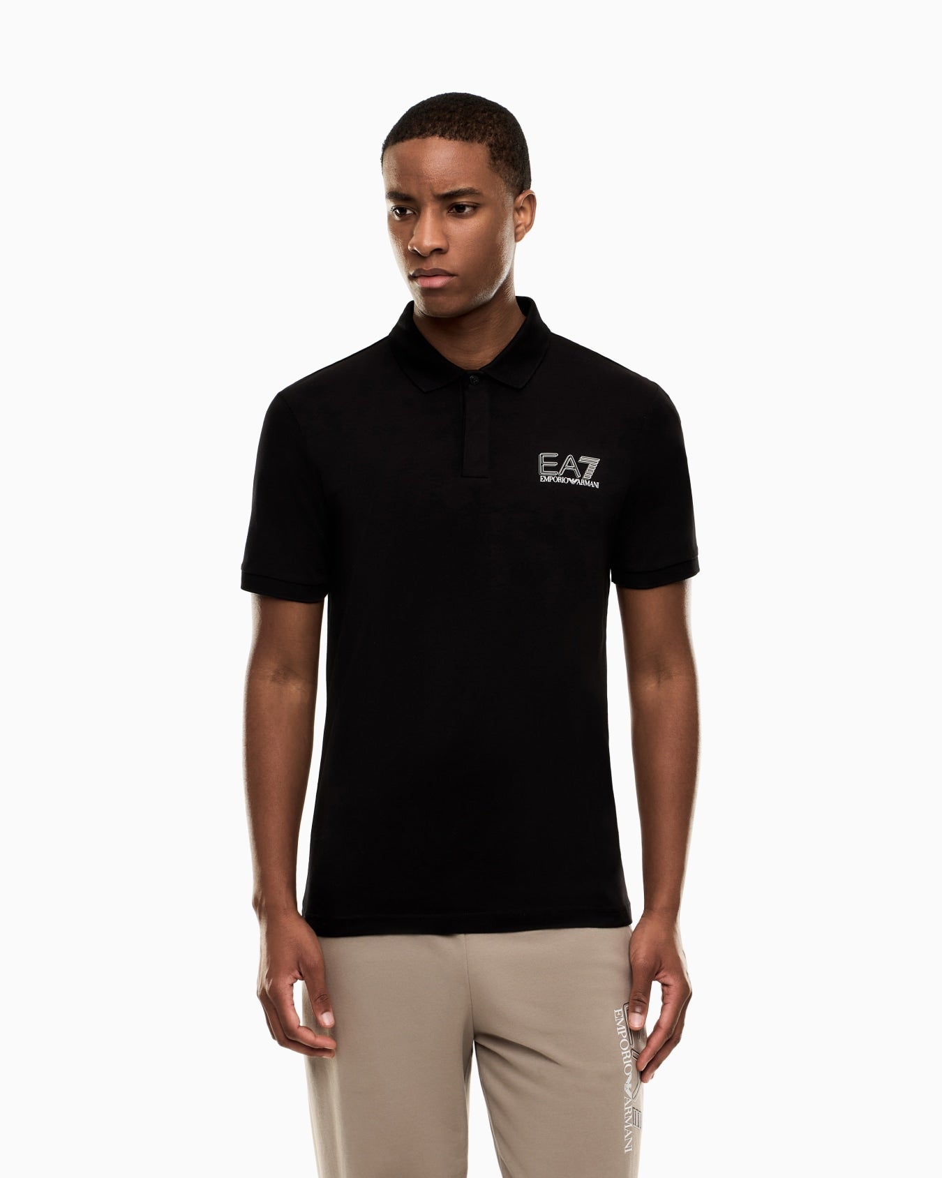 Emporio Armani, Visibility Cotton Jersey Black Polo