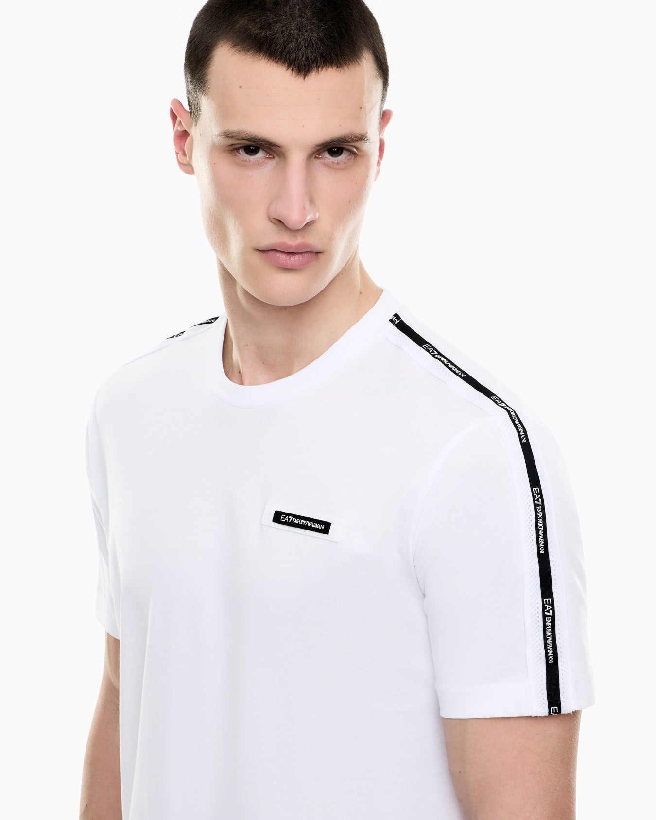 Emporio Armani, Logo Series Cotton Crew-Neck White T-shirt