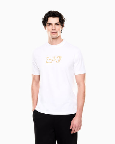 Emporio Armani, Premium Label Cotton Jersey White Crew-Neck T-Shirt