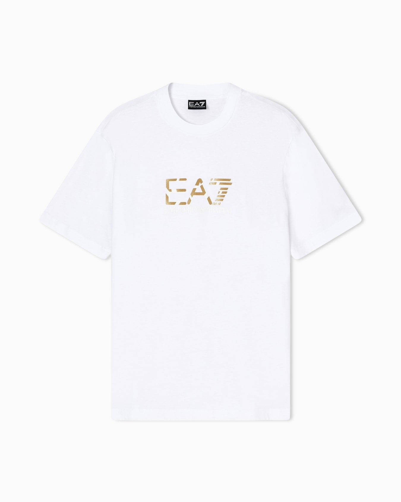 Emporio Armani, Premium Label Cotton Jersey White Crew-Neck T-Shirt