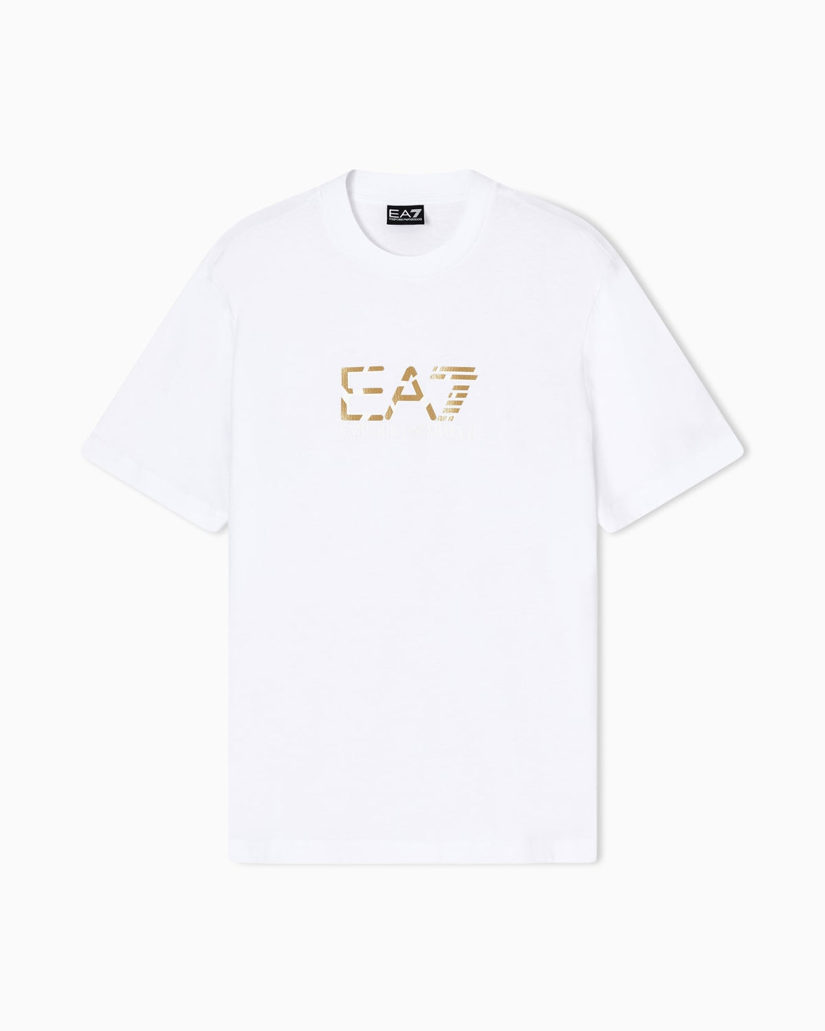 Emporio Armani, Premium Label Cotton Jersey White Crew-Neck T-Shirt