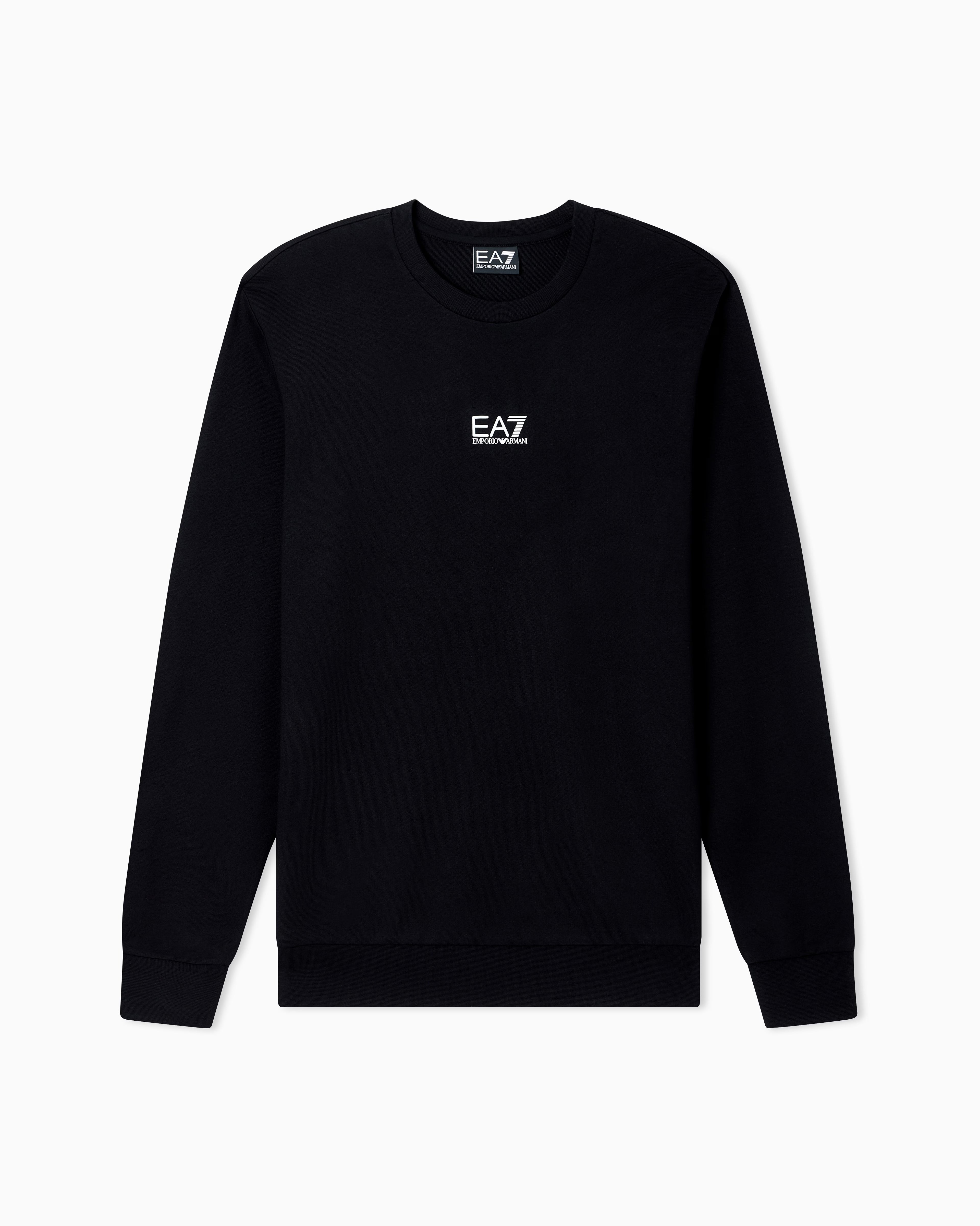 Emporio Armani, Long sleeve  Black Sweatshirt In Cotton With Logo Core Identity