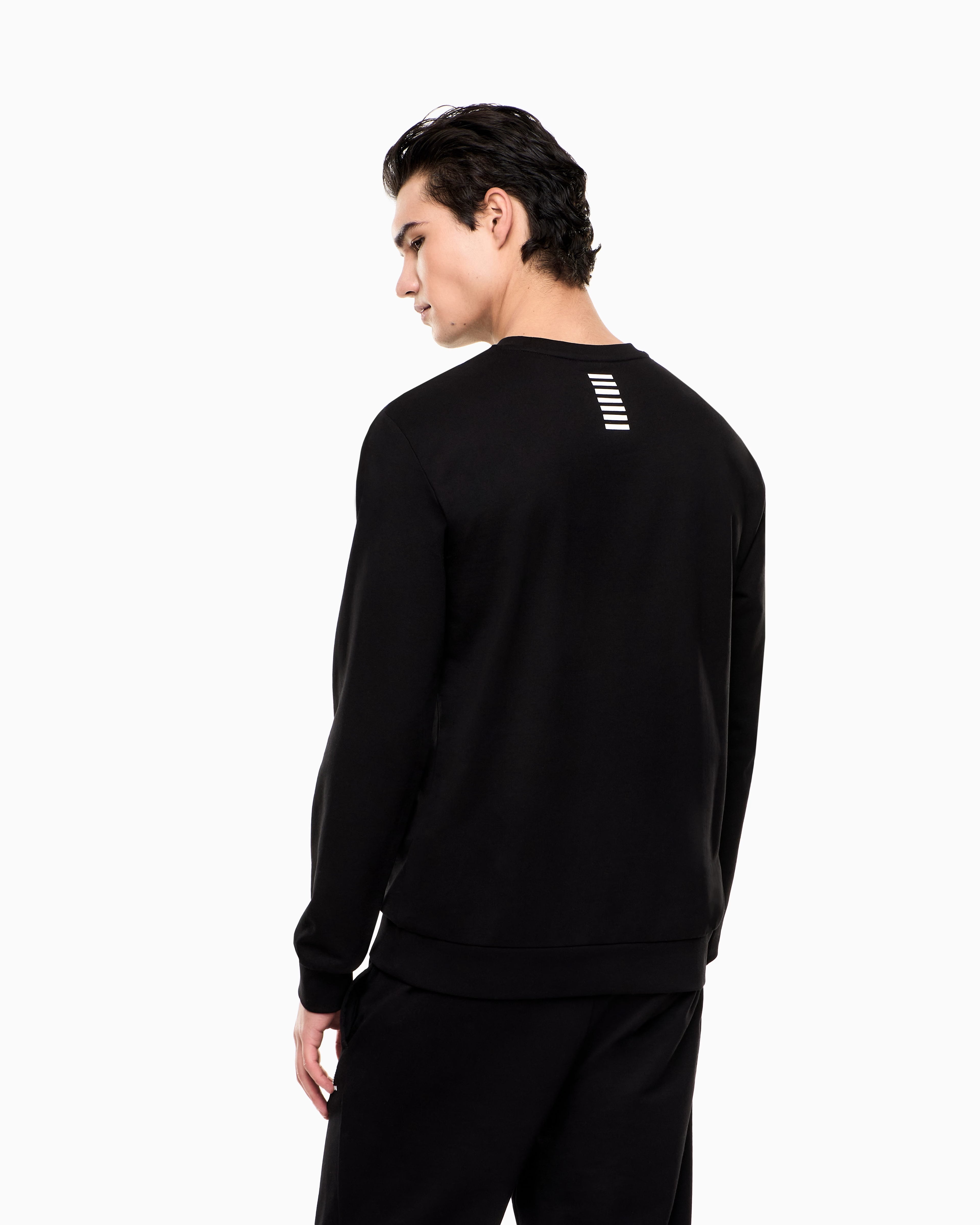 Emporio Armani, Long sleeve  Black Sweatshirt In Cotton With Logo Core Identity
