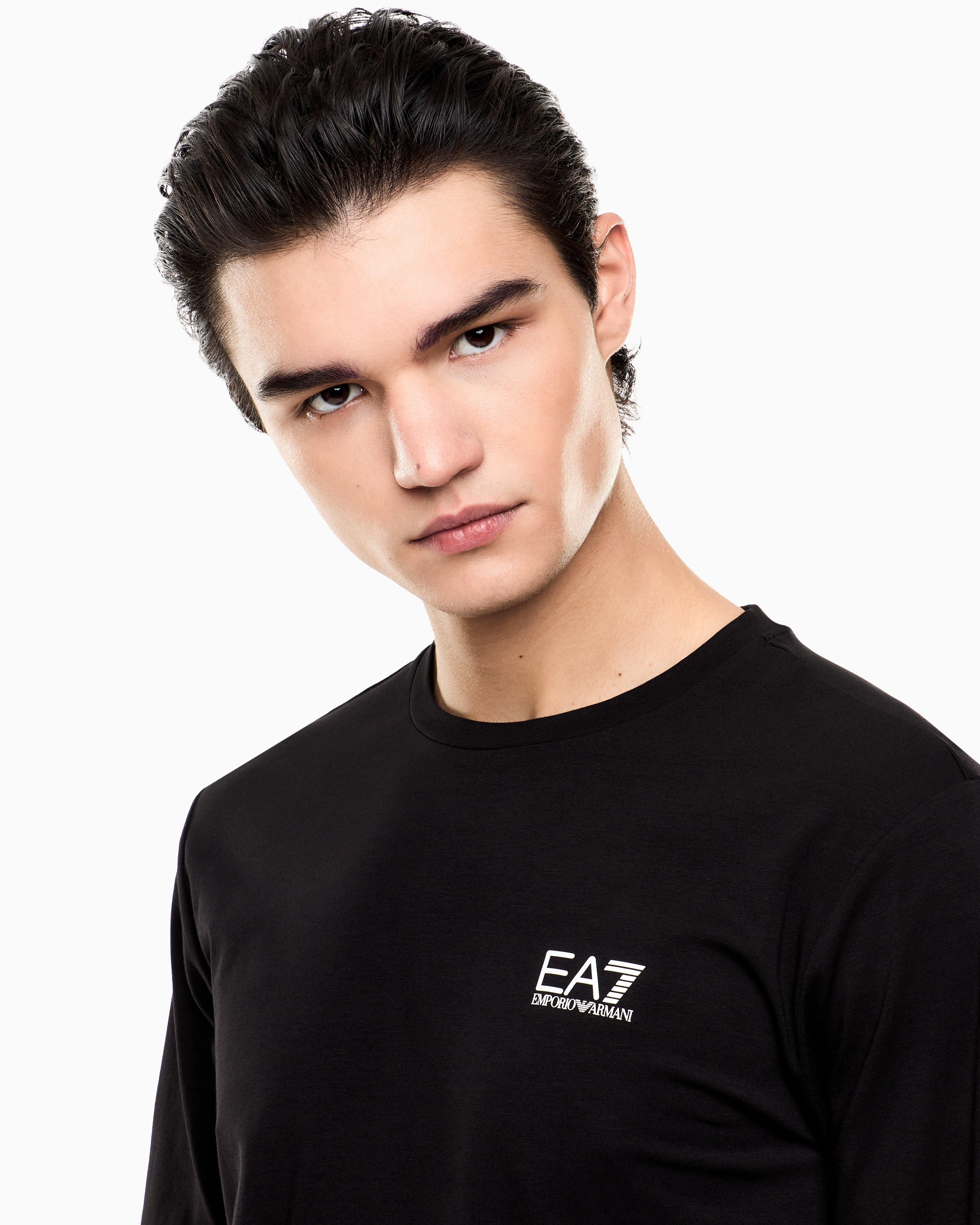 Emporio Armani, Long-sleeved Cotton Core Identity Black T-shirt