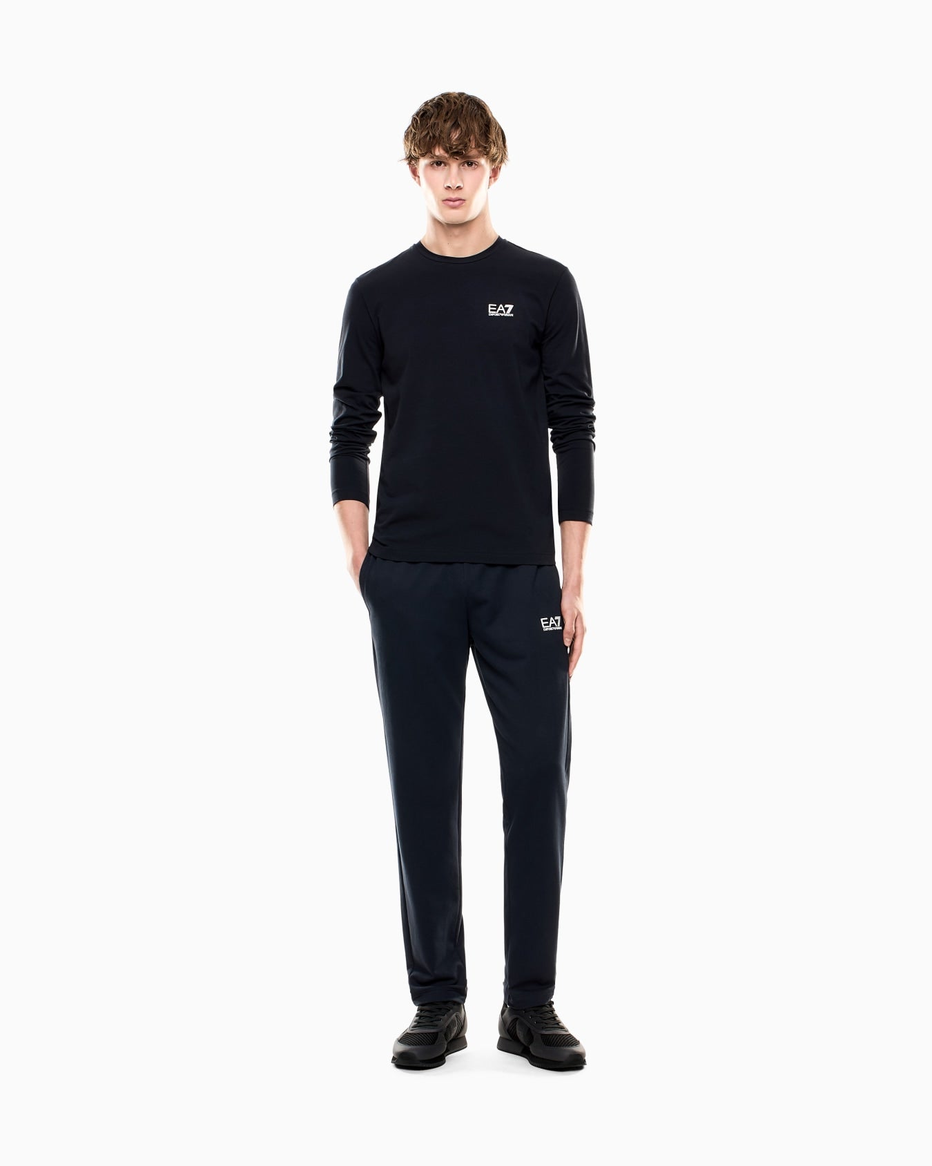Emporio Armani, Long-sleeved Cotton Core Identity Navy T-shirt